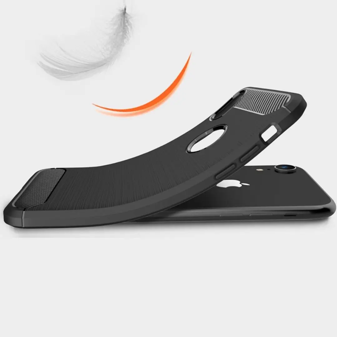 MobiQ Carbon Look Hoesje iPhone XR - Blauw - mobiq-15154