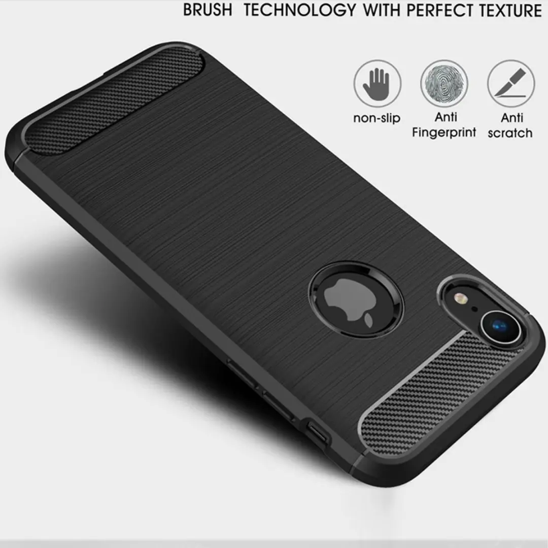 MobiQ Carbon Look Hoesje iPhone XR - Blauw - mobiq-15154