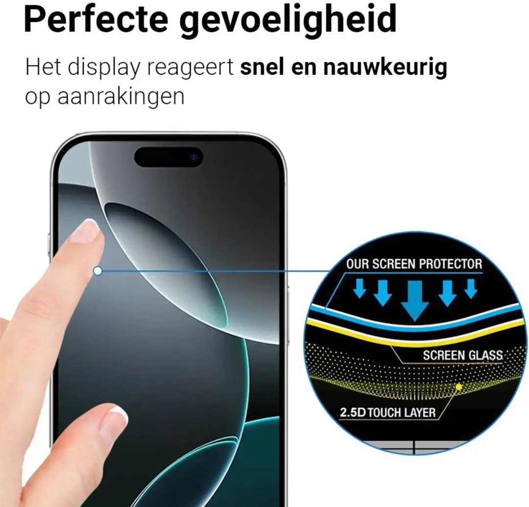 MobiQ Edge-to-Edge Glas Screenprotector iPhone 17 Pro - Transparant