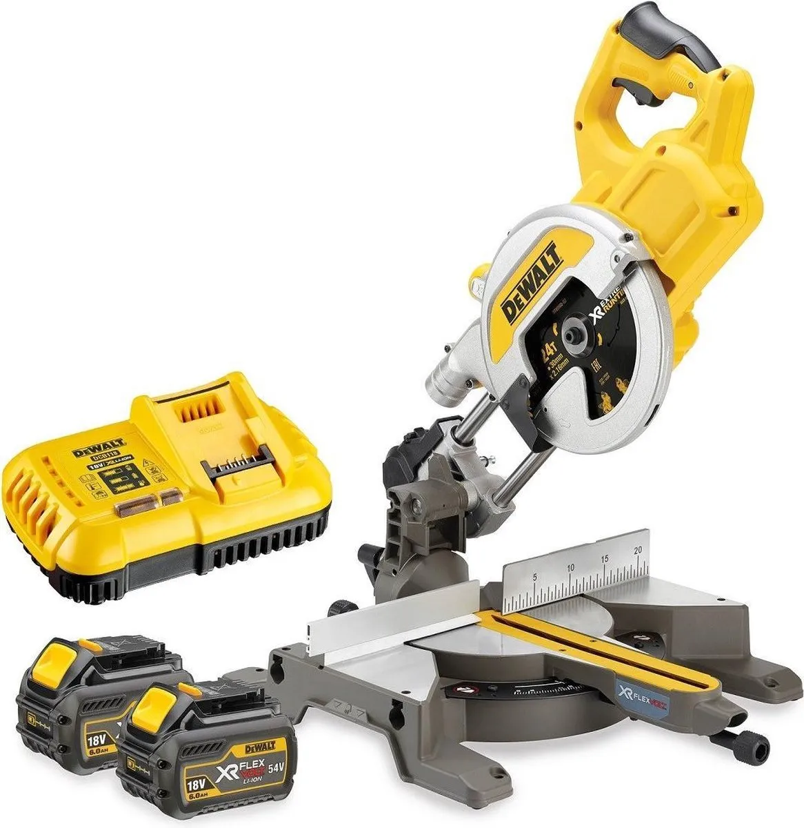 DeWalt DCS777T2 Accu Afkortzaag 216mm - 54V XR Flexvolt 6.0Ah