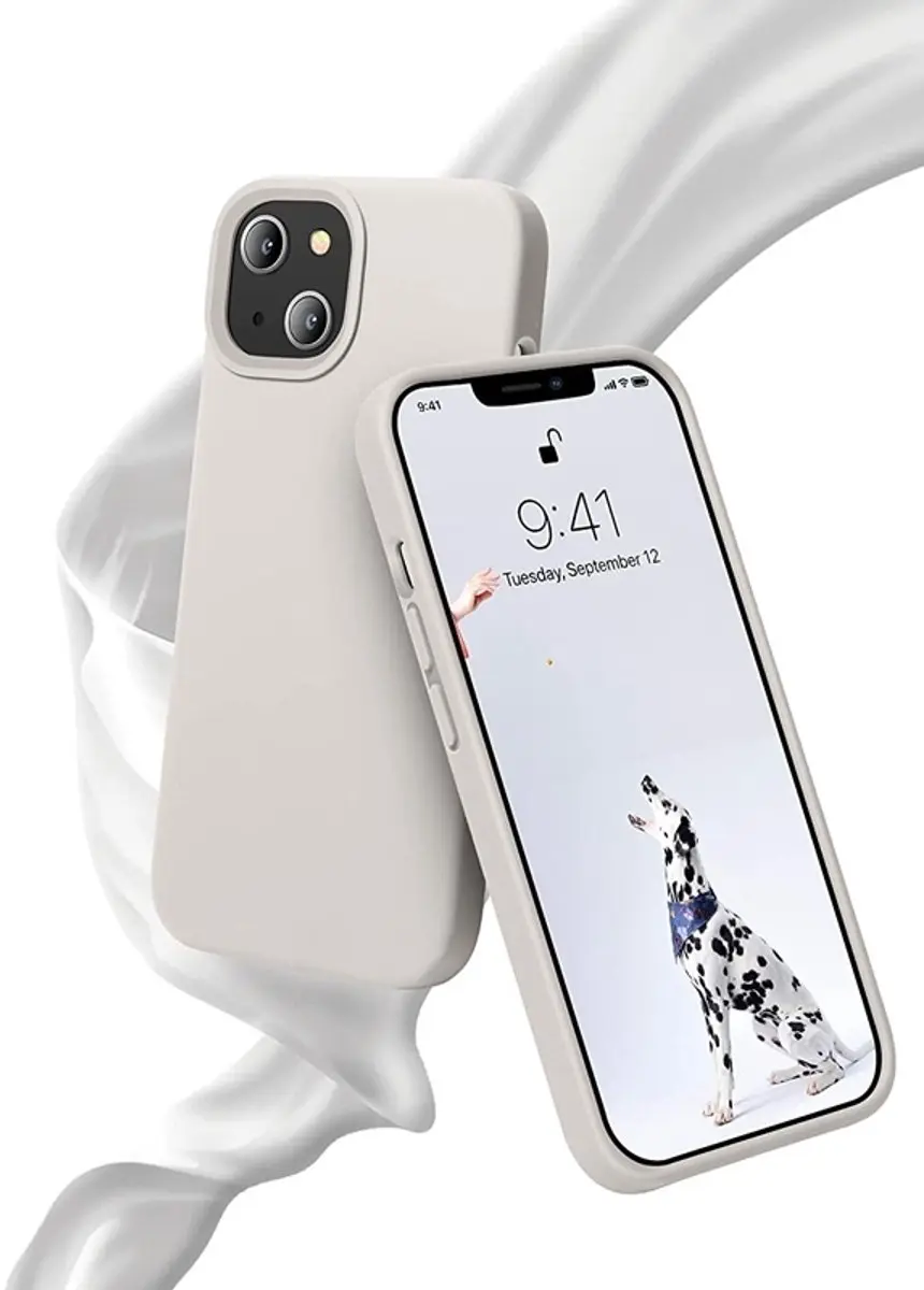 MobiQ Liquid Silicone Hoesje iPhone 14 Plus - lichtgrijs