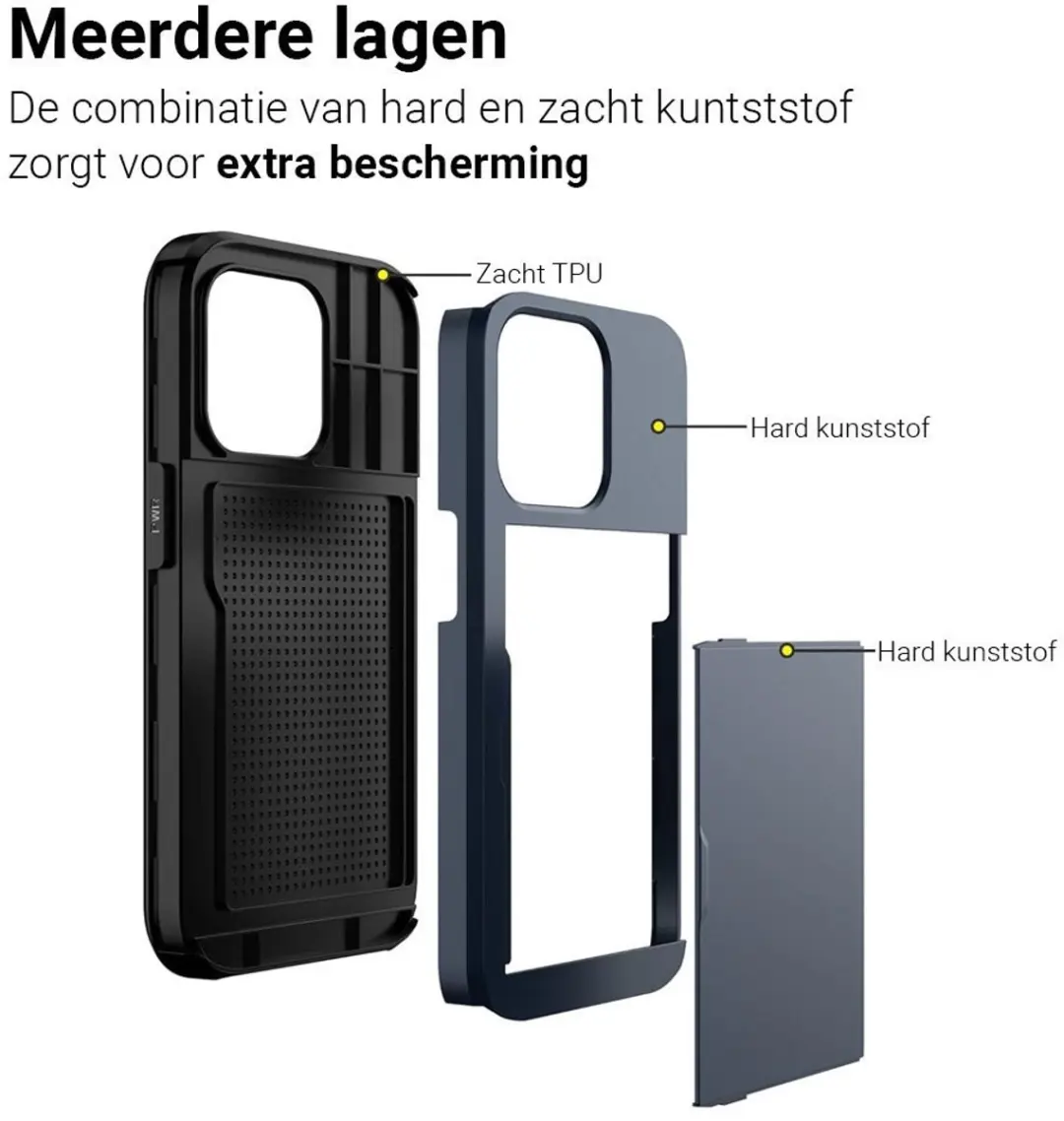 MobiQ Hybrid Card Case Hoesje iPhone 16 Pro - Blauw - 46-00266