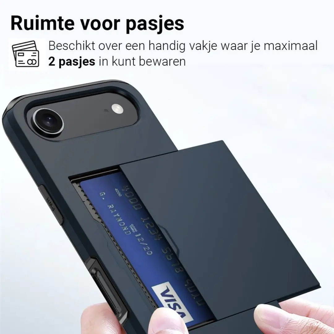 MobiQ Hybrid Card Hoesje iPhone 17 Air - 46-01121 - Blauw