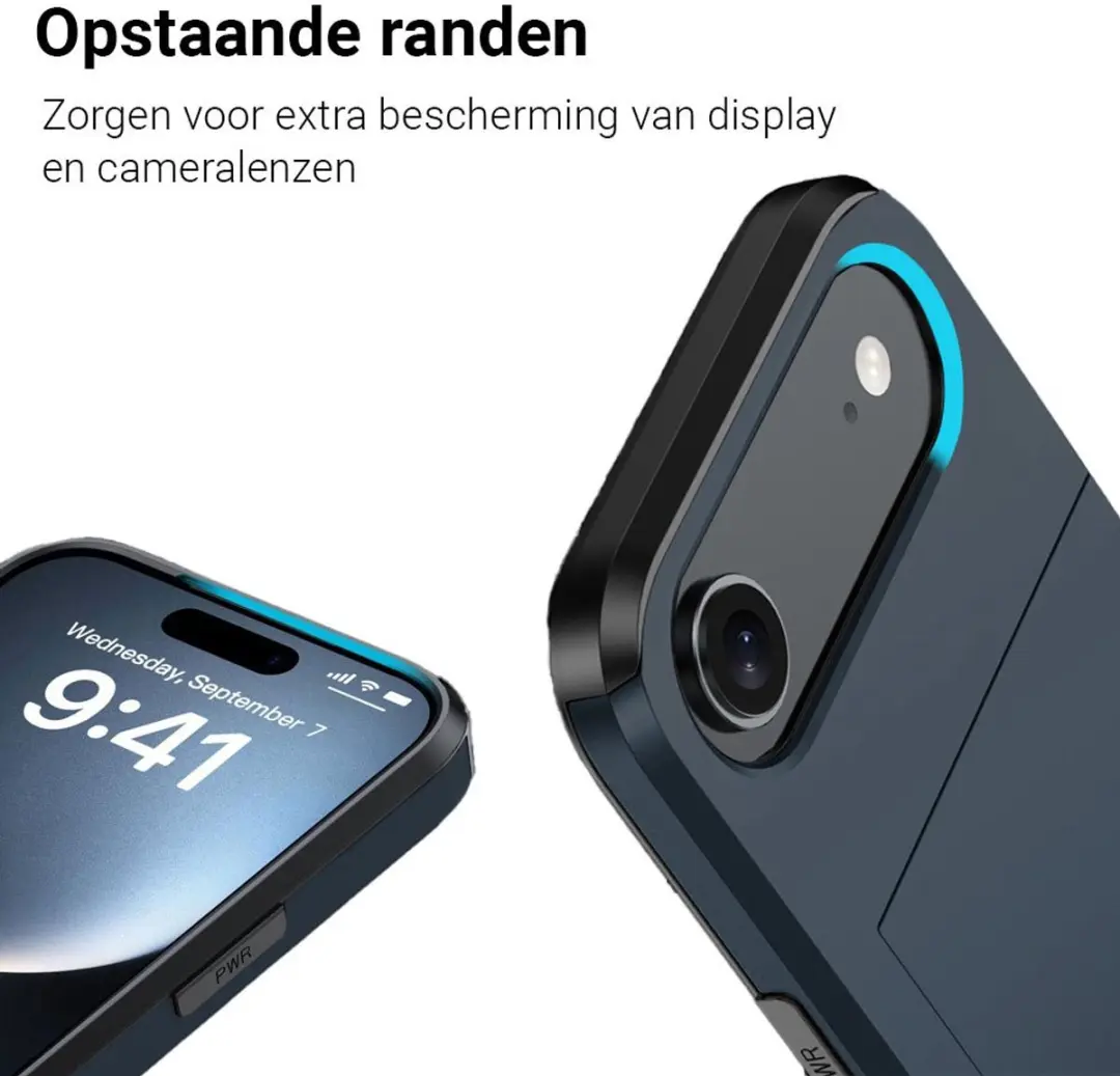 MobiQ Hybrid Card Hoesje iPhone 17 Air - 46-01121 - Blauw