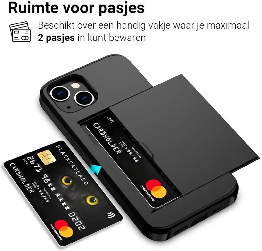 MobiQ Hybrid Card iPhone 17 Hoesje - 46-01110 - Zwart