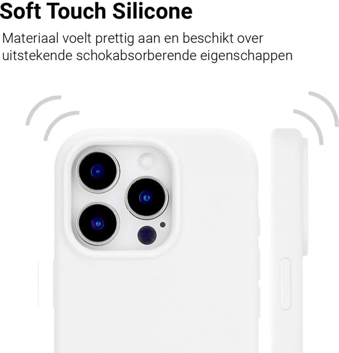 MobiQ Liquid Silicone Hoesje iPhone 16 Pro Max 46-00375 - Wit