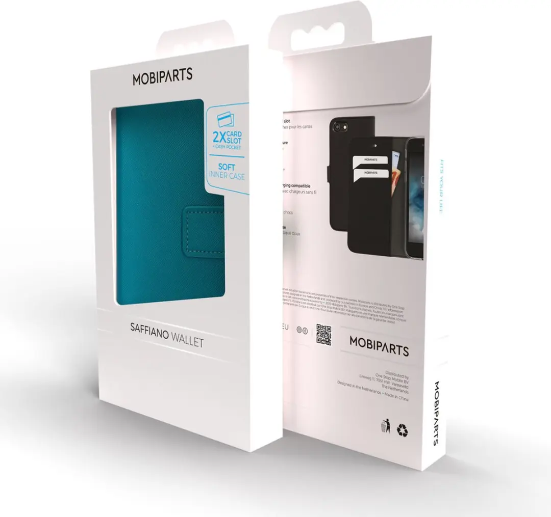 Mobiparts Saffiano Wallet Hoesje iPhone 11 Pro - 3 Pasjes - Blauw/Turquoise