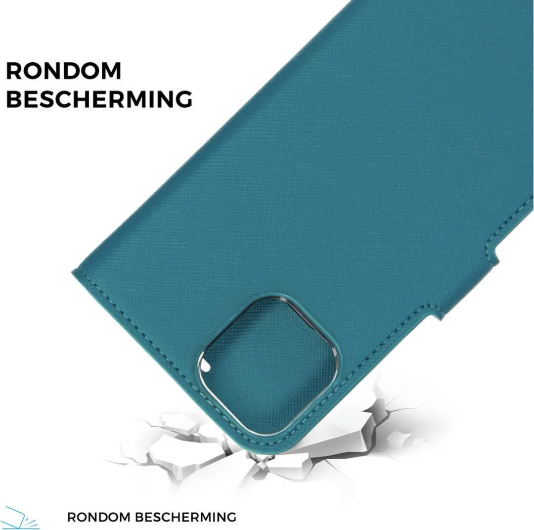 Mobiparts Saffiano Wallet Hoesje iPhone 11 Pro - 3 Pasjes - Blauw/Turquoise