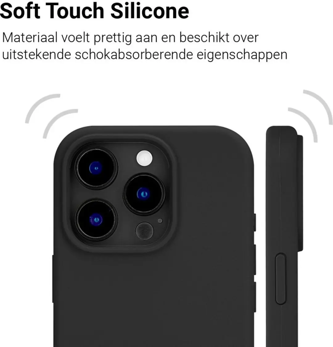 MobiQ Liquid Silicone Hoesje iPhone 16 Pro Max 46-00371 - Zwart