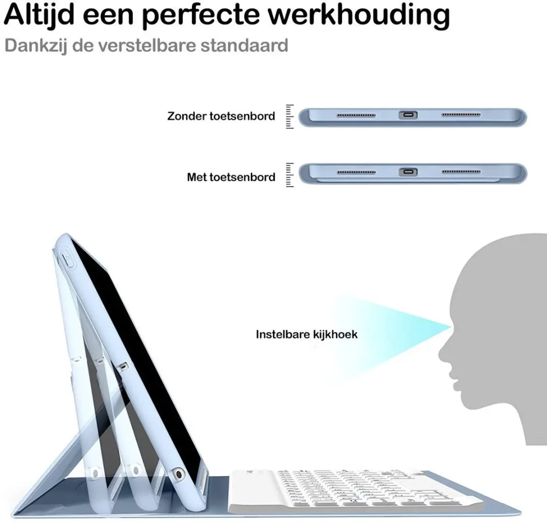 MobiQ 46-01809 iPad Air 13 M4 Hoes met Toetsenbord - lichtblauw