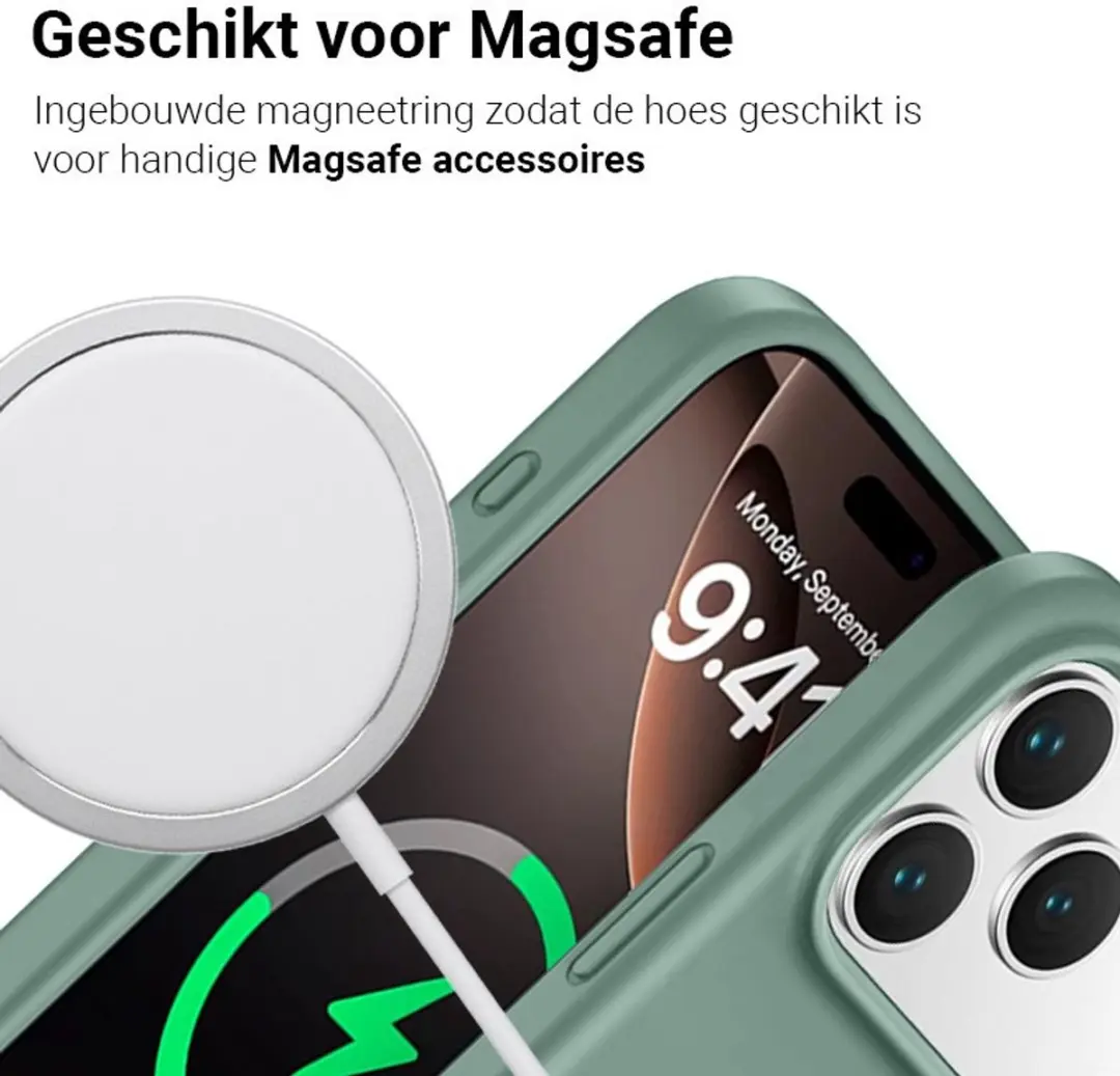 MobiQ Siliconen MagSafe Hoesje iPhone 17 Pro Max 46-01599 - Groen