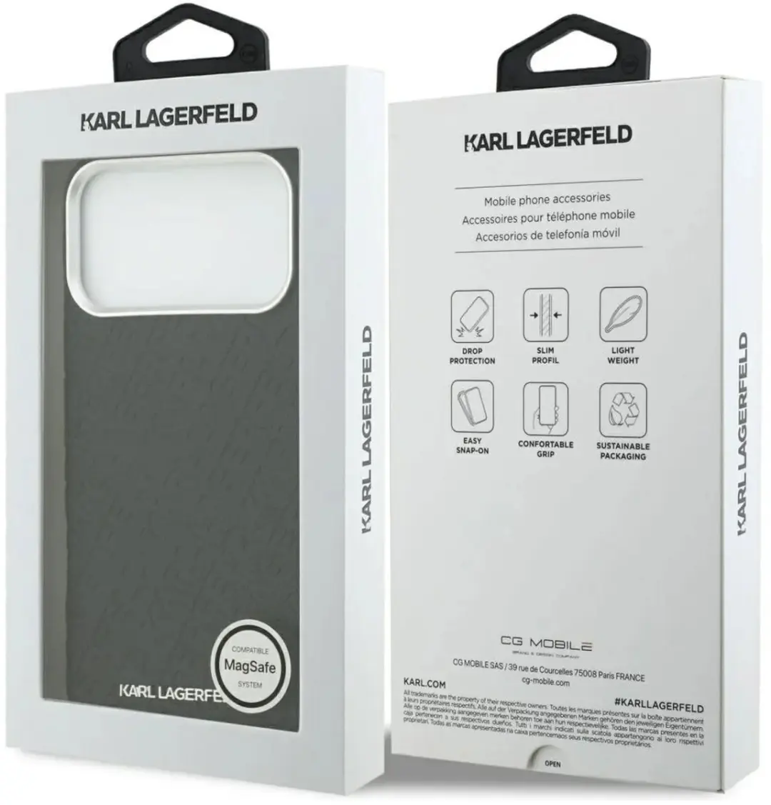 Karl Lagerfeld Gestempeld Magsafe Hoesje iPhone 15 Pro Max - Zwart