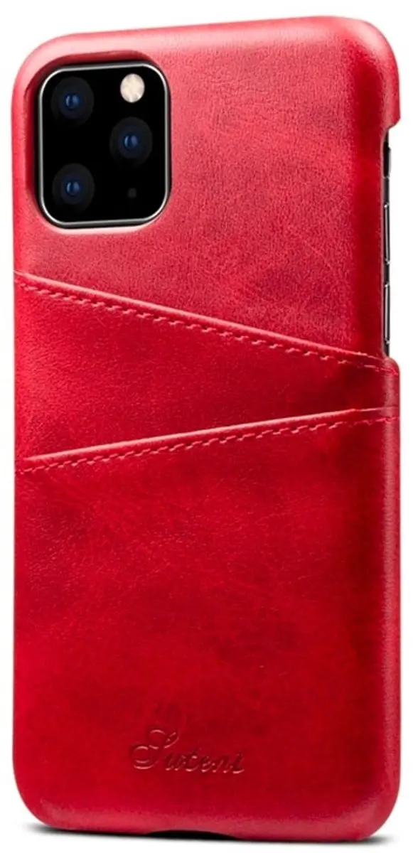 MobiQ iPhone 11 Leer Pashoesje - 2 Pasjes - Rood