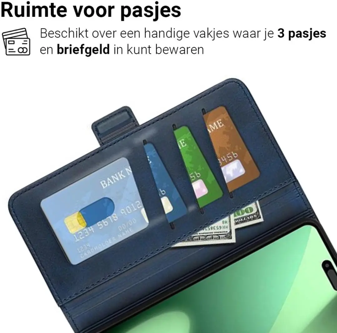 MobiQ PU Lederen Wallet Hoesje iPhone 17 - 46-01191 - Blauw