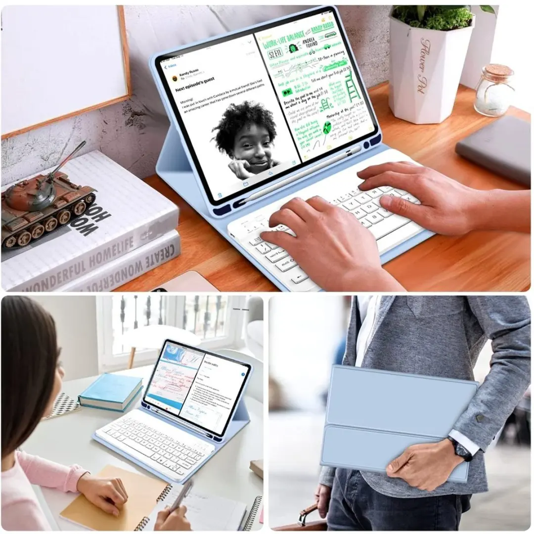 MobiQ Hoes met Toetsenbord 46-00912 - iPad Air 11 (2025) - Lichtblauw