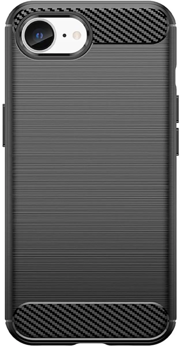 MobiQ Carbon Look Hoesje voor iPhone 16e 46-00820 - Zwart