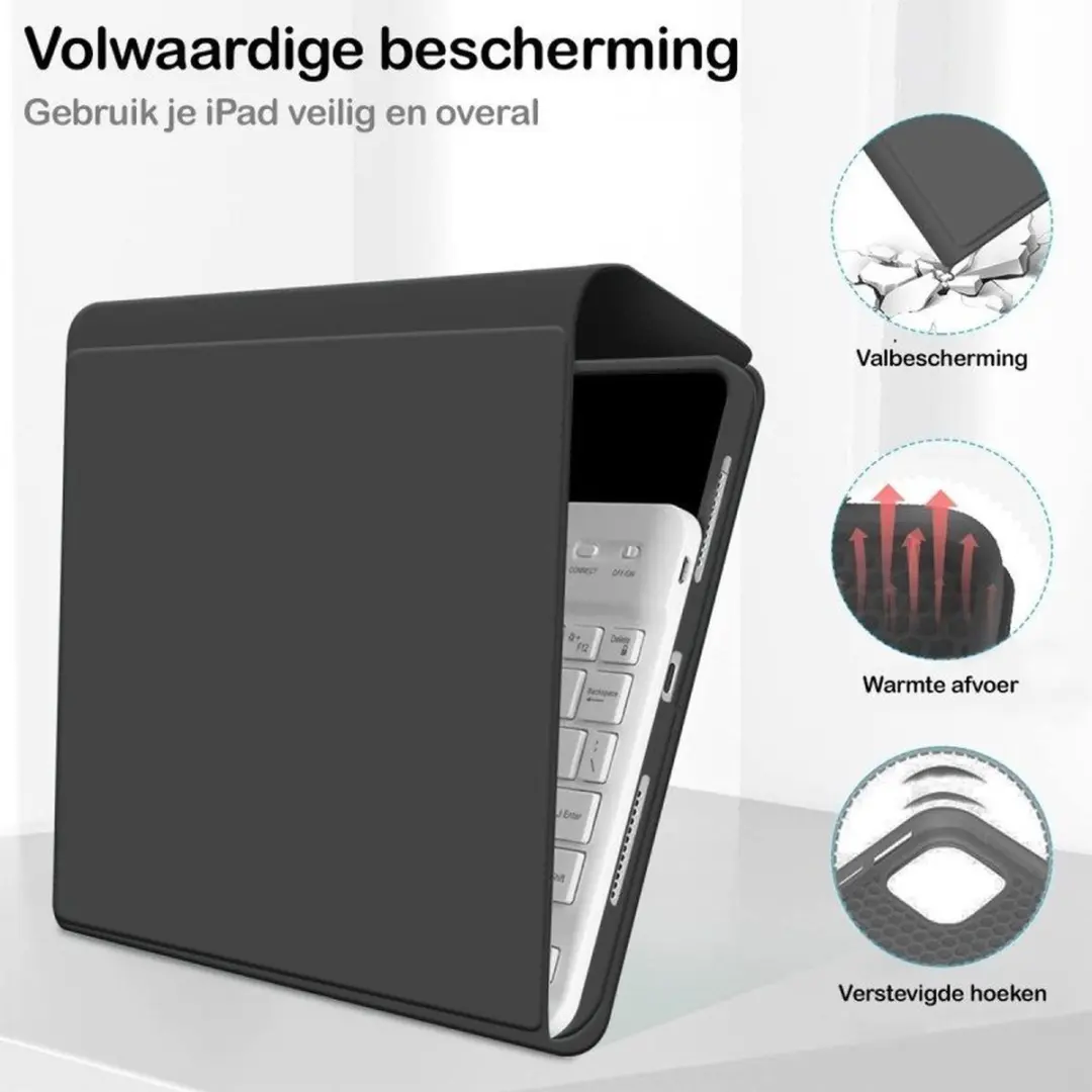 MobiQ Toetsenbord Hoes iPad Mini 7 - QWERTY Bluetooth - Zwart