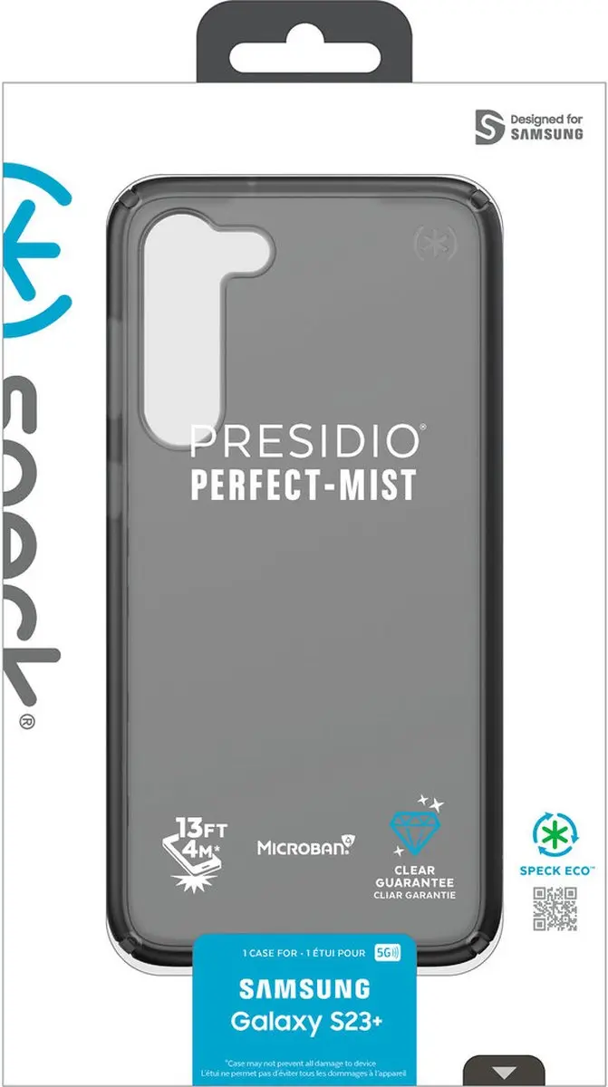 Speck Presidio Perfect Mist Hoes - Samsung Galaxy S23 Plus - Grijs/Transparant