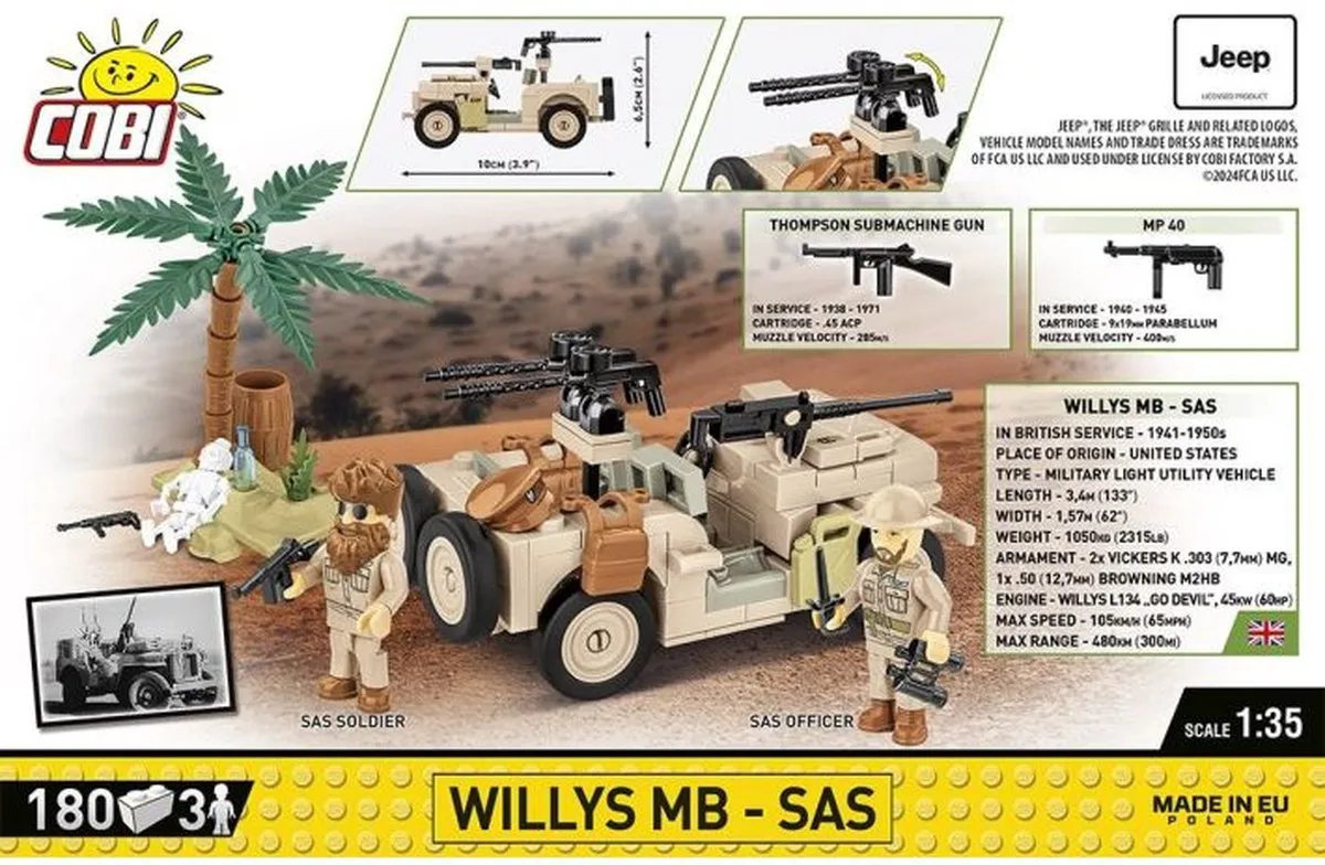 Cobi Willys MB-SAS COBI-2298 - 180 Onderdelen - Meerkleurig