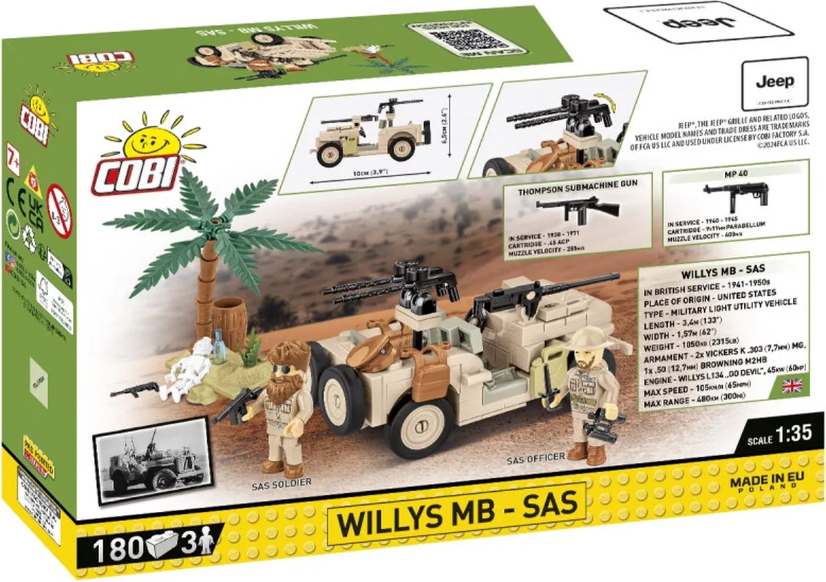 Cobi Willys MB-SAS COBI-2298 - 180 Onderdelen - Meerkleurig