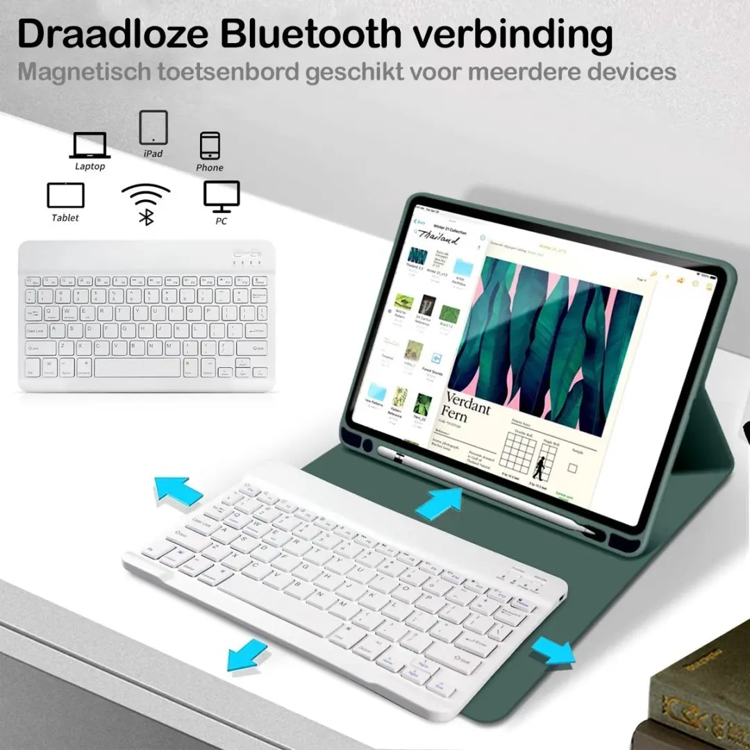 MobiQ Toetsenbordhoes iPad Air 6 11" - Bluetooth - Donkergroen - 13-03440