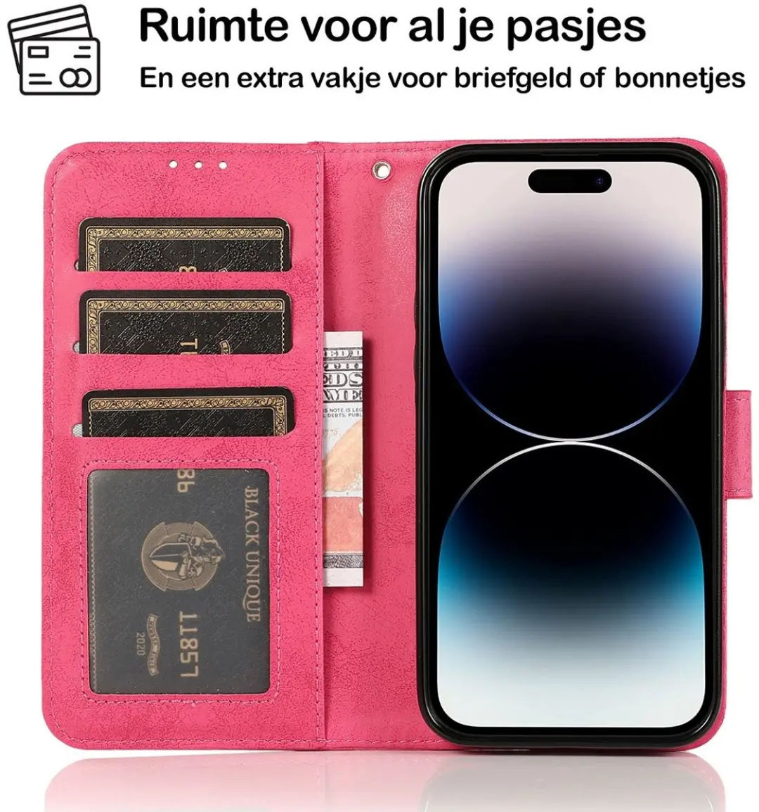 MobiQ Classic Wallet Case iPhone 16 Pro Max - roze - MPN 46-00431