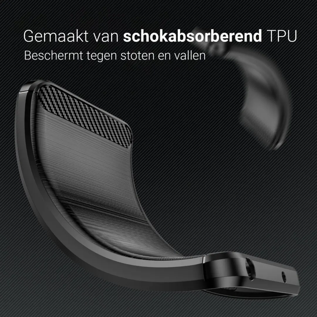 MobiQ Hybrid Carbon Look iPhone 17 Hoesje - Zwart