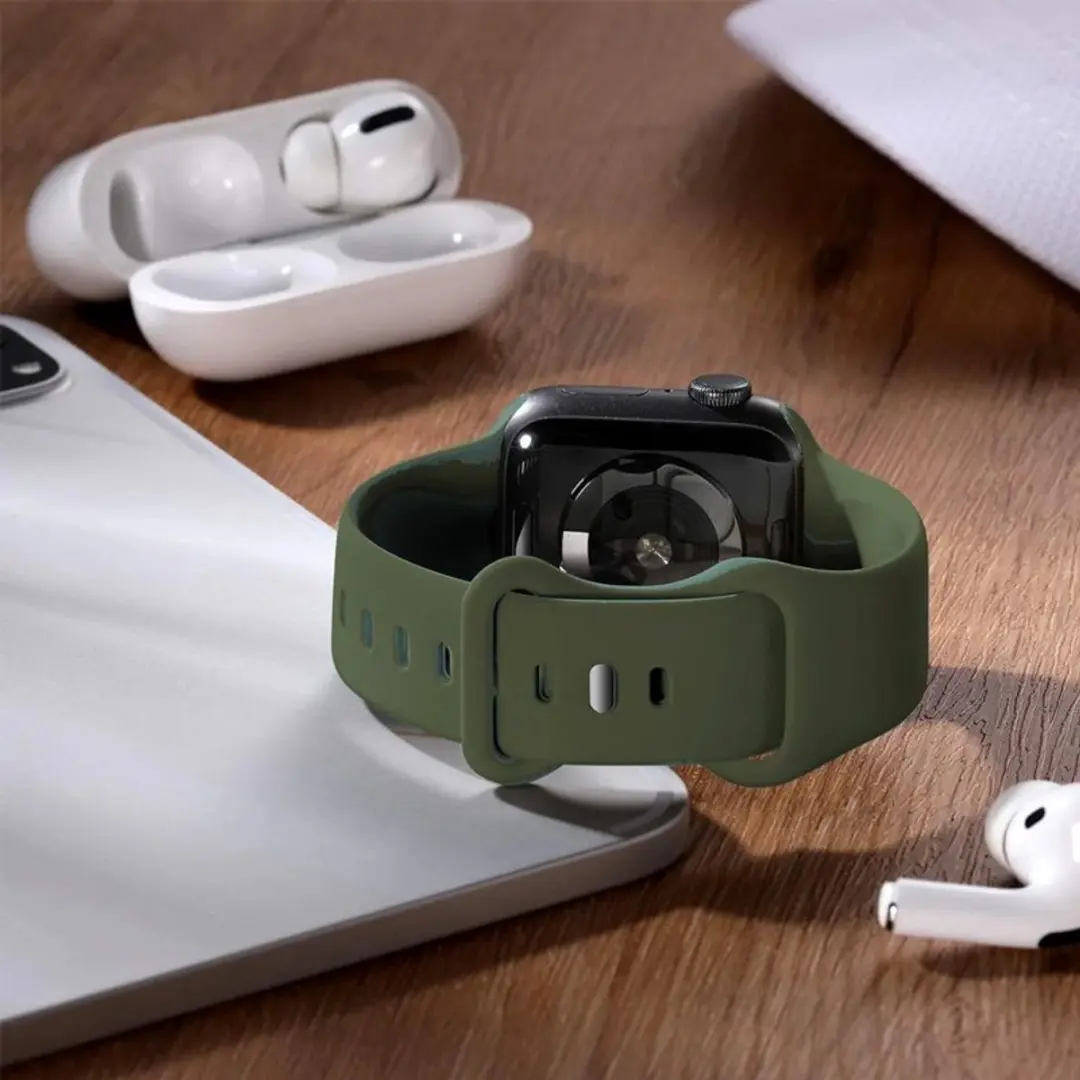 MobiQ Siliconen Bandje Apple Watch 41mm - Donkergroen