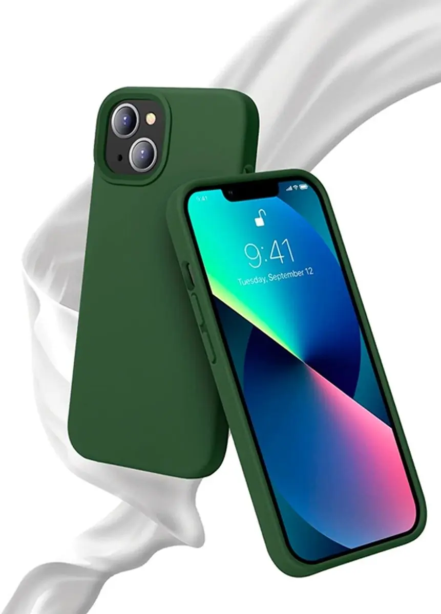 MobiQ 13-01553 Siliconen Hoesje iPhone 13 - Donkergroen