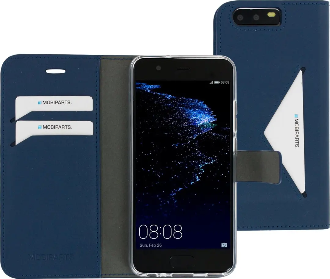 Mobiparts Hoesje Huawei P10 Wallet Eco Leer Blauw