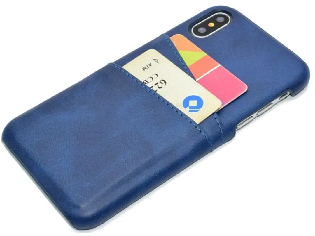 MobiQ Leather Snap On Wallet iPhone X/XS - 2 Pasjes - Blauw