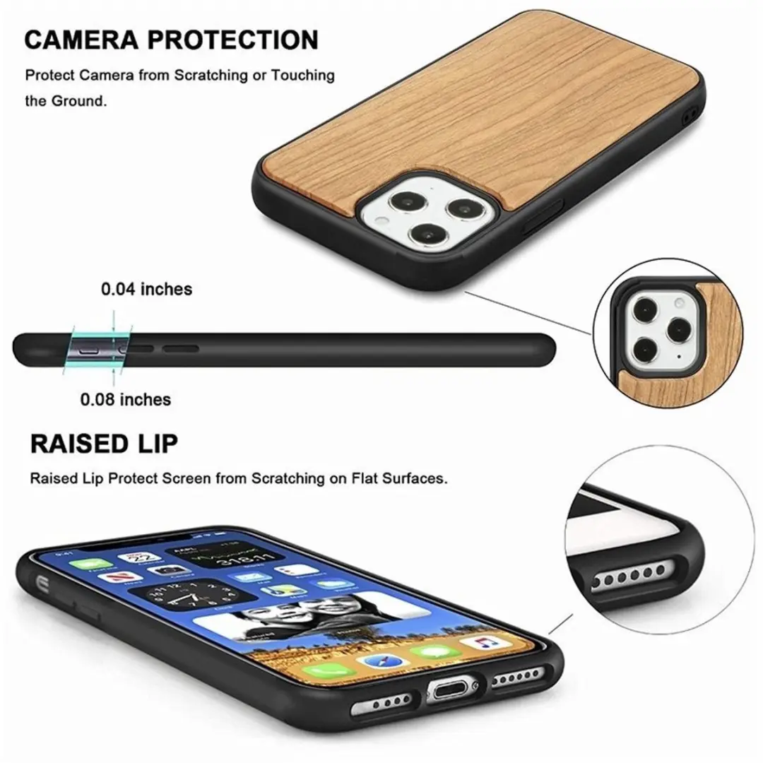 MobiQ Houten Hoesje iPhone 16 - Kersen - MPN 46-00051