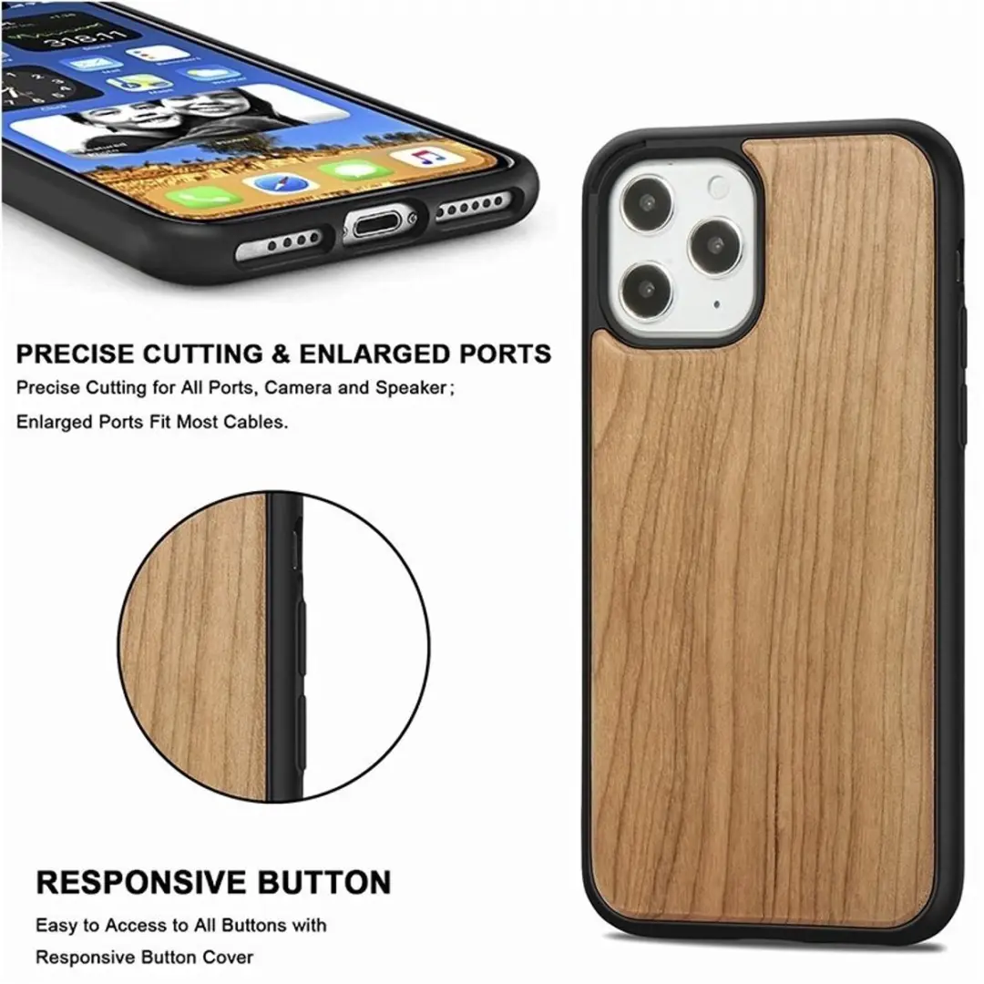 MobiQ Houten Hoesje iPhone 16 - Kersen - MPN 46-00051