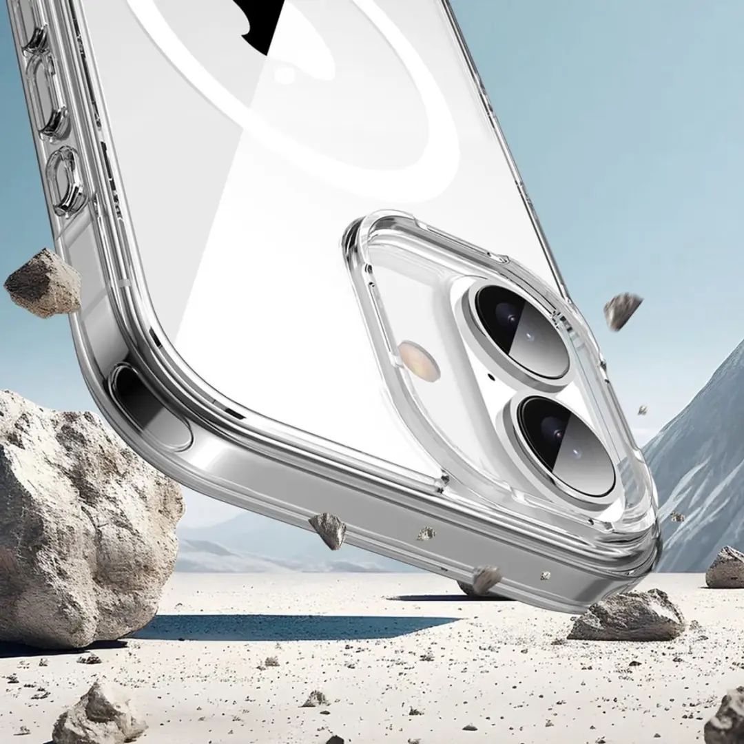 MobiQ Schokbestendige MagSafe Case iPhone 16 Plus - Transparant/Paars