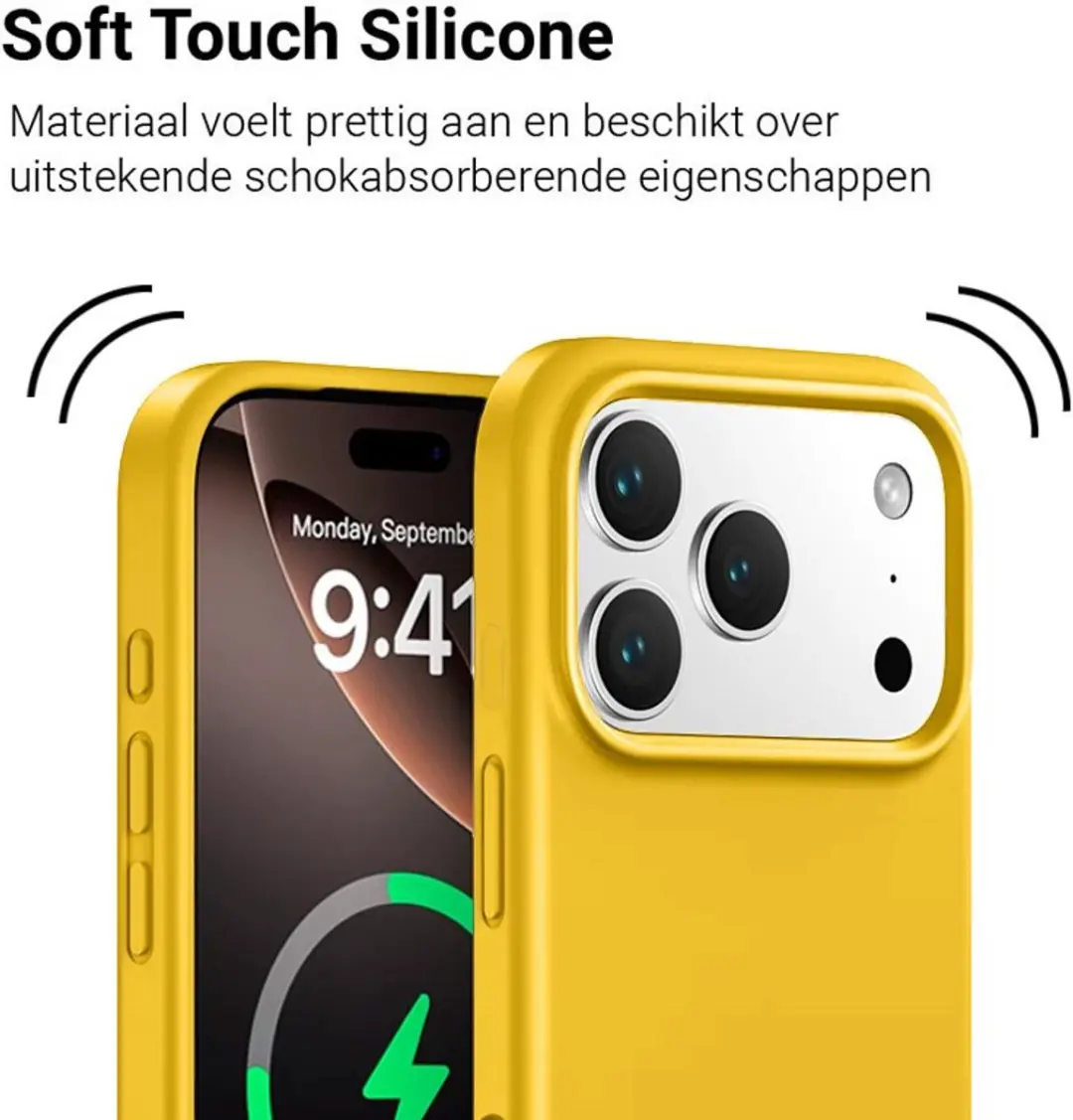 MobiQ Siliconen MagSafe Hoesje iPhone 17 Pro Max - Geel - MPN 46-01596