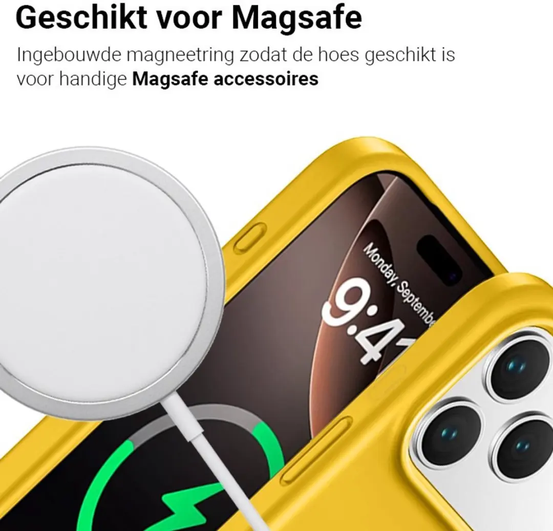 MobiQ Siliconen MagSafe Hoesje iPhone 17 Pro Max - Geel - MPN 46-01596