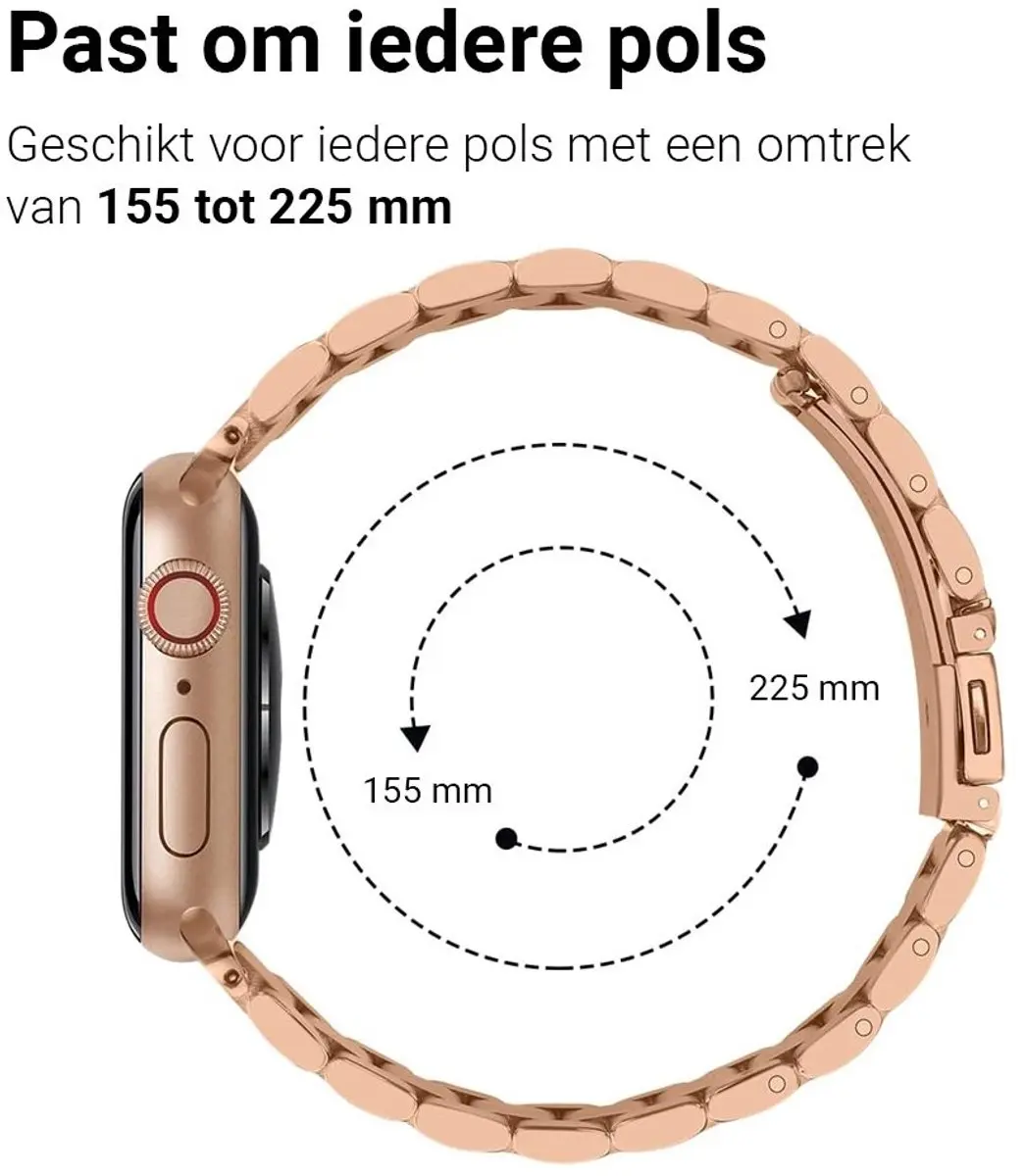 MobiQ Luxe Metalen Bandje Apple Watch 41mm - Rose Gold