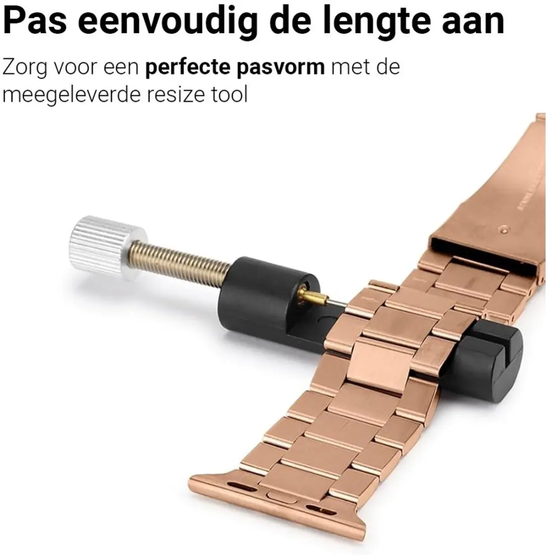 MobiQ Luxe Metalen Bandje Apple Watch 41mm - Rose Gold