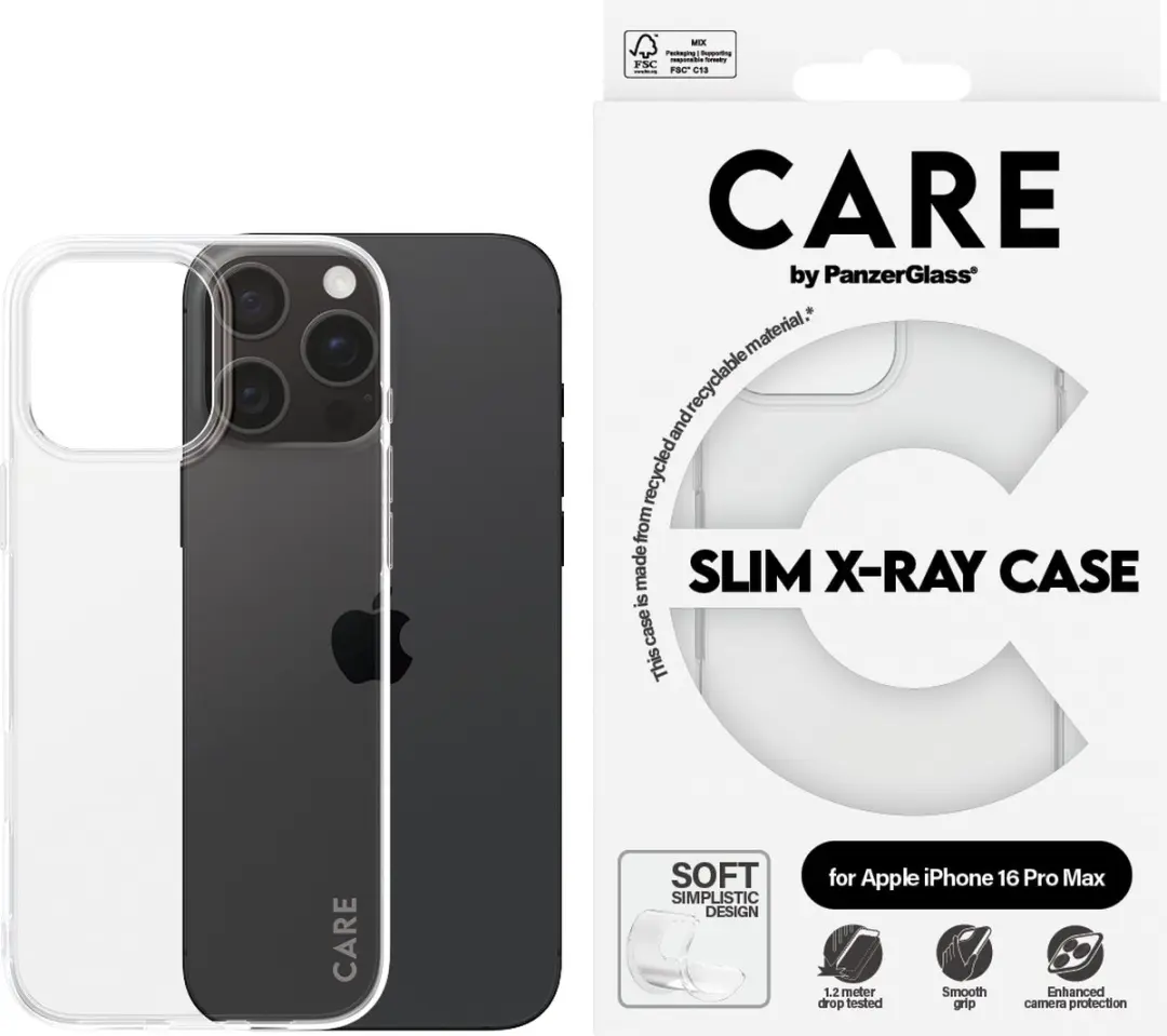 PanzerGlass X-Ray Soft Basic Hoesje iPhone 16 Pro Max - Transparant