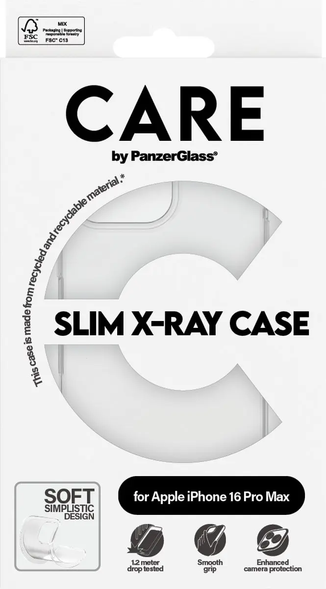 PanzerGlass X-Ray Soft Basic Hoesje iPhone 16 Pro Max - Transparant