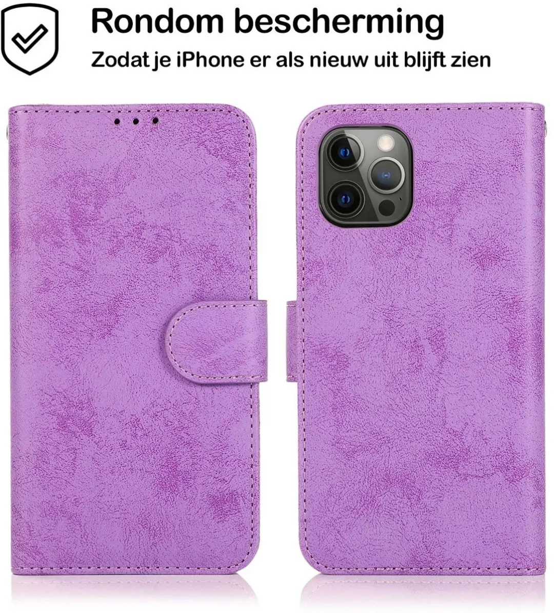 MobiQ 2-in-1 Hoesje iPhone 15 Magnetisch - Paars - 3 Pasjes