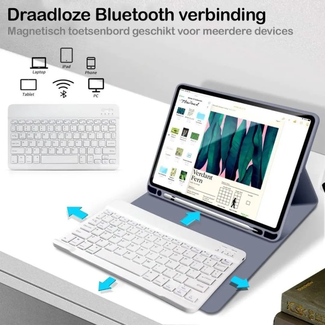 MobiQ Hoes met Toetsenbord 13-03544 - iPad Pro 11" (2024) Lavender Grey