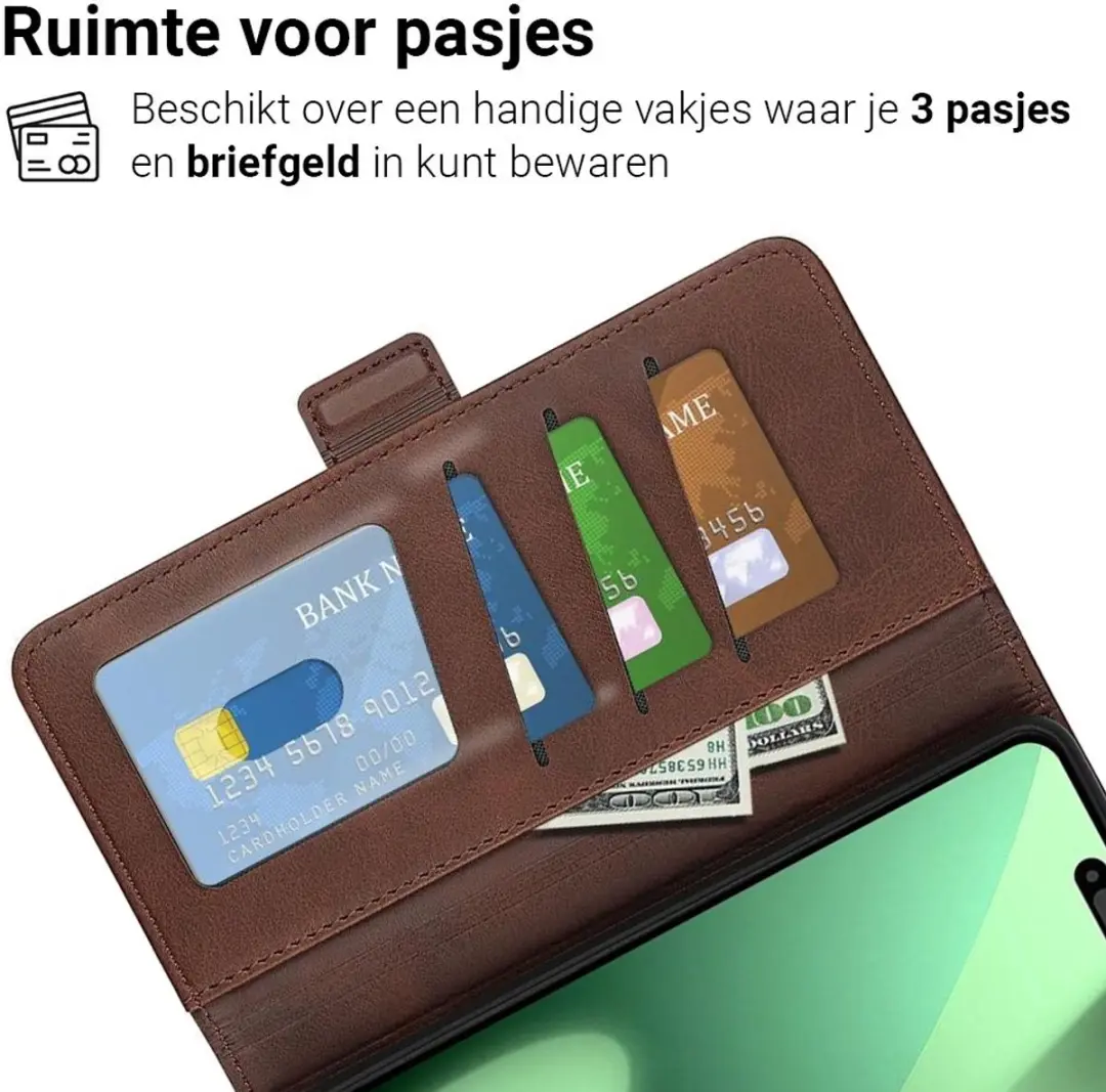 MobiQ PU Lederen Wallet Hoesje iPhone 17 - donkerbruin - MPN 46-01194