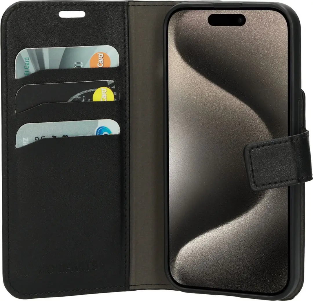 Mobiparts MP-124378 Hoesje iPhone 15 Pro - Wallet - Eco Leer - Zwart