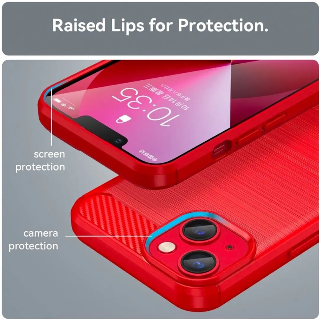 MobiQ Carbon Look Hoesje iPhone 14 - Rood - 13-01758