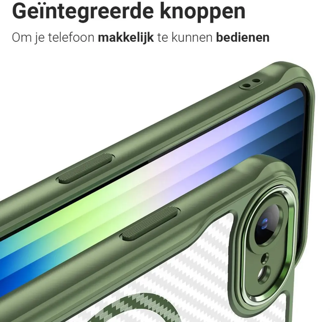 MobiQ Carbon Look MagSafe Hoesje iPhone 16e 46-00854 - Groen