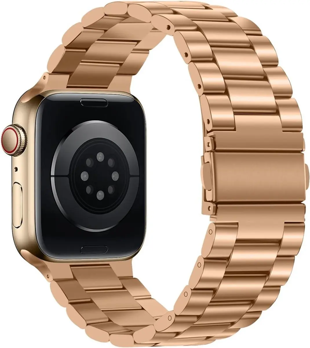 MobiQ Luxe Metalen Bandje Apple Watch 46mm - Rose Gold