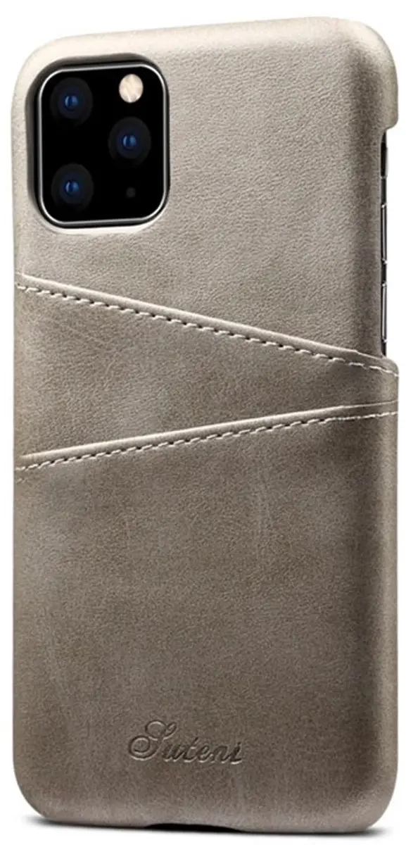 MobiQ iPhone 11 Pro Leer Hoesje - 2 Pasjes - Grijs
