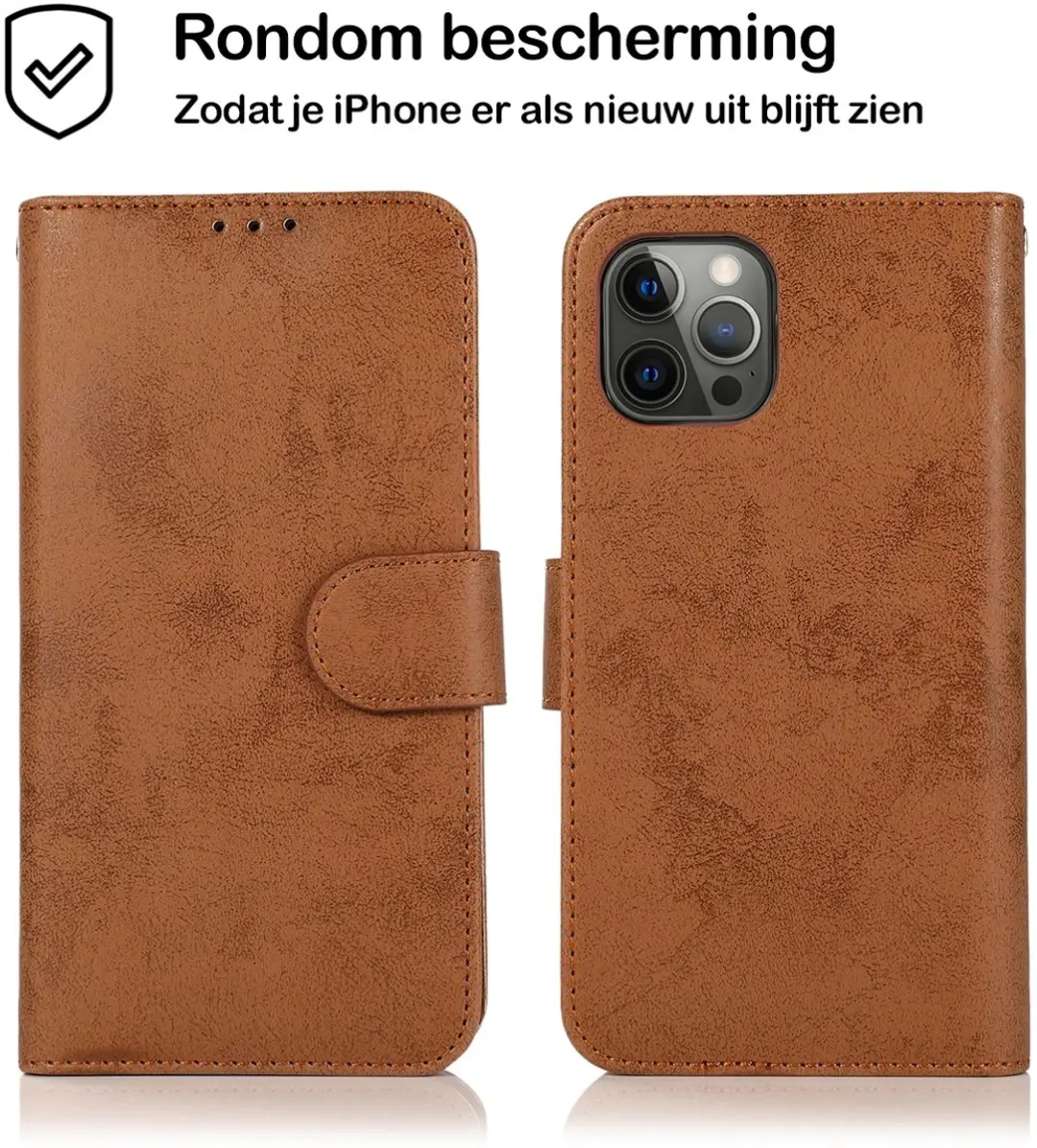 MobiQ 2-in-1 Wallet Case iPhone 14 Pro Max - 3 Pasjes - Bruin