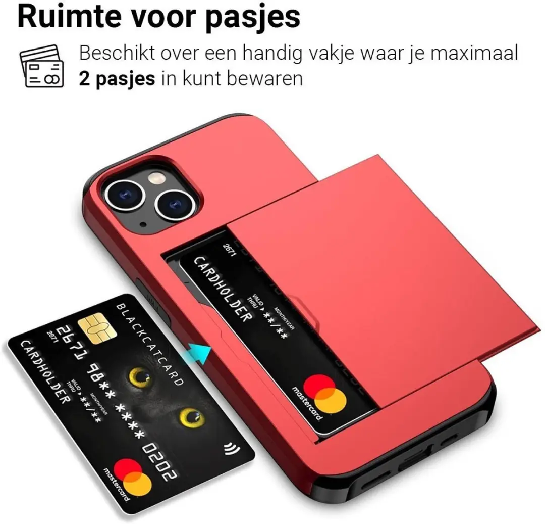 MobiQ Hybrid Card iPhone 17 Hoesje - Rood - MPN 46-01117